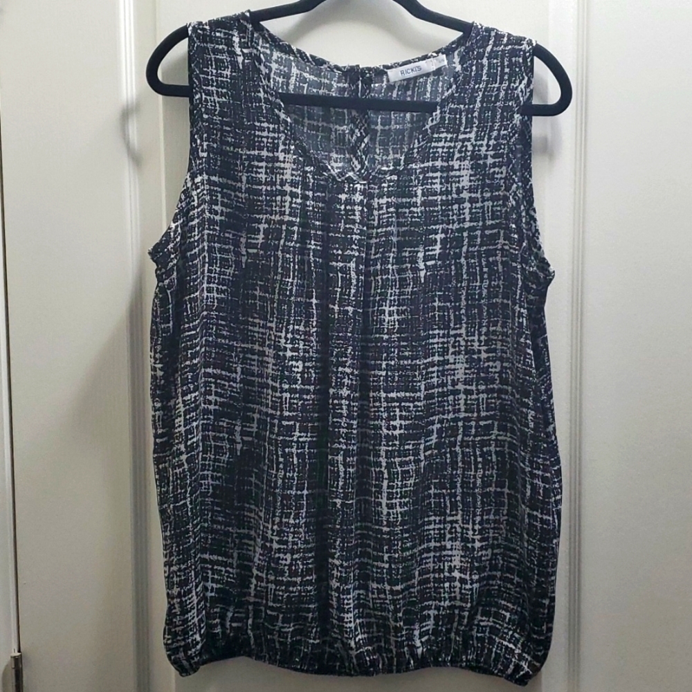 White & Black Blouse in Large
